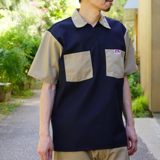 BEN DAVIS USA【2TONE COLOR HALF ZIP S/S SHIRTS】2トーンカラーハーフジップ半袖シャツ