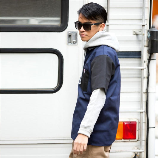 BEN DAVIS USA【2TONE COLOR HALF ZIP S/S SHIRTS】2トーンカラーハーフジップ半袖シャツ
