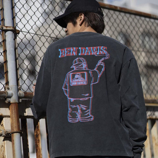 BEN DAVIS【PRINT LONG T-SHIRTS】プリント長袖Tシャツ（VINTAGE加工）