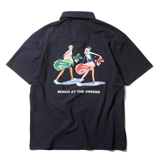BENCH AT THE GREENE GOLF / BACK PRINT STRETCH SHIRT