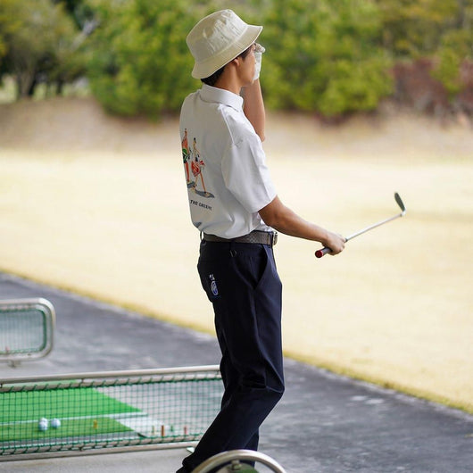 BENCH AT THE GREENE GOLF / BACK PRINT STRETCH SHIRT