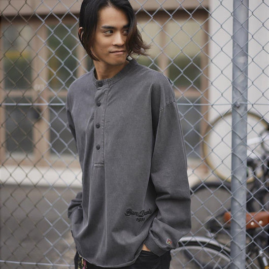 BEN DAVIS【PIGMENT DYE HENLEY-NECK LONG T-SHIRTS】ピグメントダイヘンリーネック長袖Tシャツ