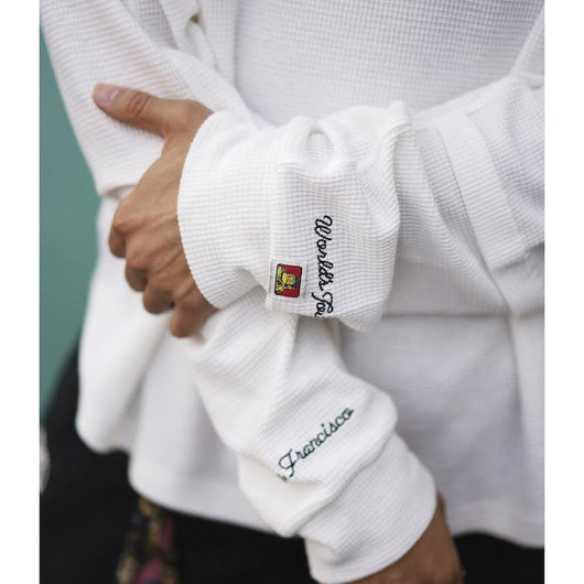 BEN DAVIS【EMBRO WAFFLE LONG TEE】刺繍ワッフル長袖Ｔシャツ