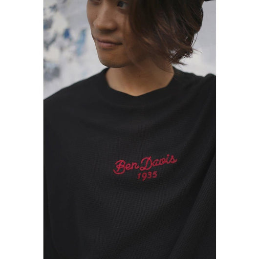 BEN DAVIS【EMBRO WAFFLE LONG TEE】刺繍ワッフル長袖Ｔシャツ