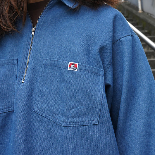 BEN DAVIS【Denim Fringe Half Zip LS】