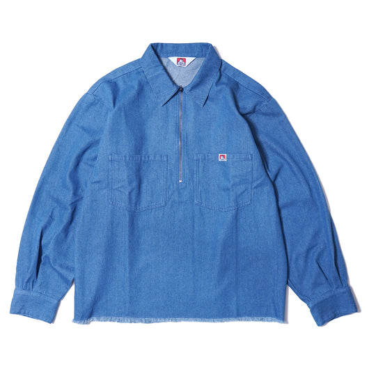 BEN DAVIS【Denim Fringe Half Zip LS】